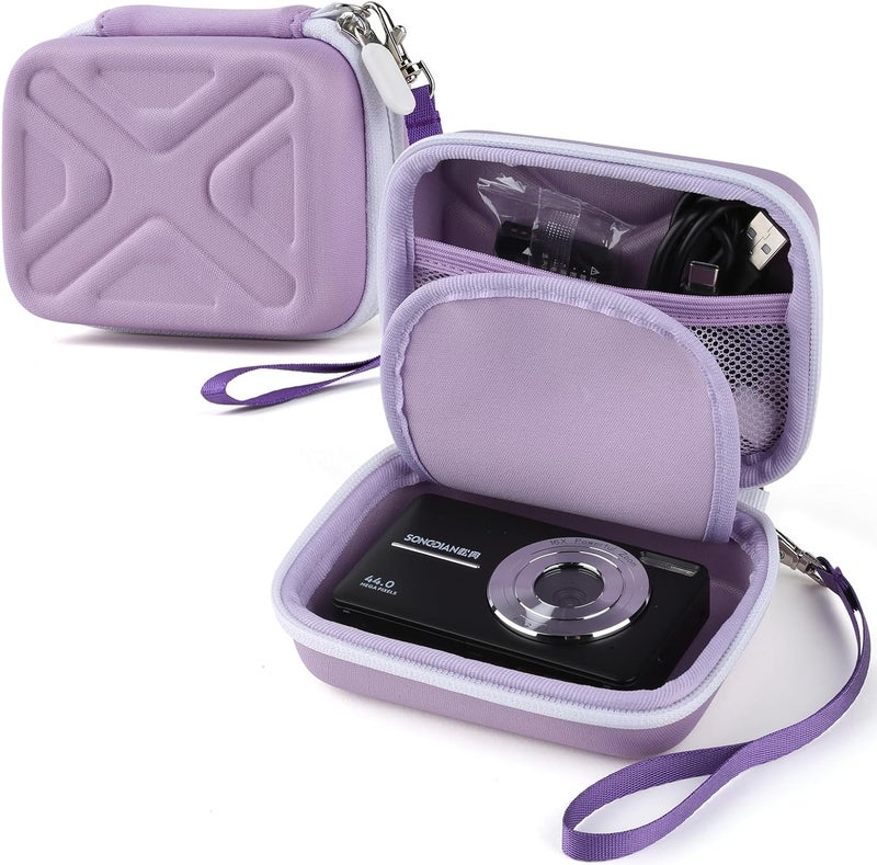BLK8IGHT Digital Camera Case for AbergBest 21 Mega Pixels 2.7" LCD Rechargeable HD/Kodak Pixpro/Canon PowerShot ELPH 180/190/Sony DSCW800/DSCW830 Cameras, Travel Carrying Protective Case for Camera- Purple - Image 1